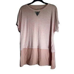 Juicy Couture Pullover Top Sz L Pink Short Sleeves Embellished Neckline